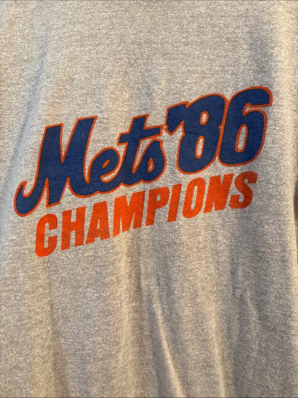 Vintage 1986 New York Mets World Series Champions WHN 1050 AM Gray T-Shirt